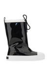 Moschino Glossy High-shaft Boots With Contrasting Sole In Black