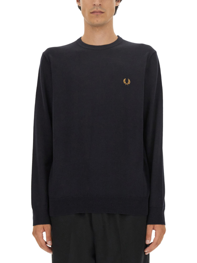 Fred Perry Jersey With Logo Embroidery In Blue