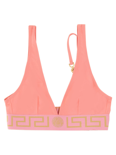 Versace Greca Border Bikini Top In Pink