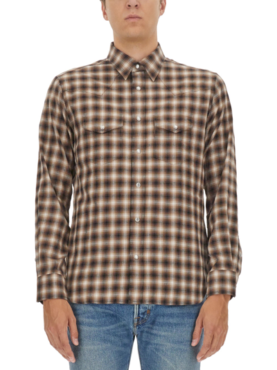 Tom Ford Plaid Shirt In Brown