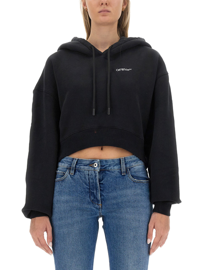 Off-white Cropped Sweatshirt In Black