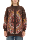 Etro Cardigan Con Motivo Jacquard In Brown
