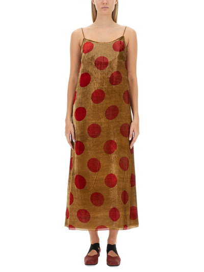 Uma Wang Polka-dot Velvet Maxi Dress In Multicolour