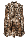 Roberto Cavalli Ruffled-detail Leopard-print Dress In Multicolor