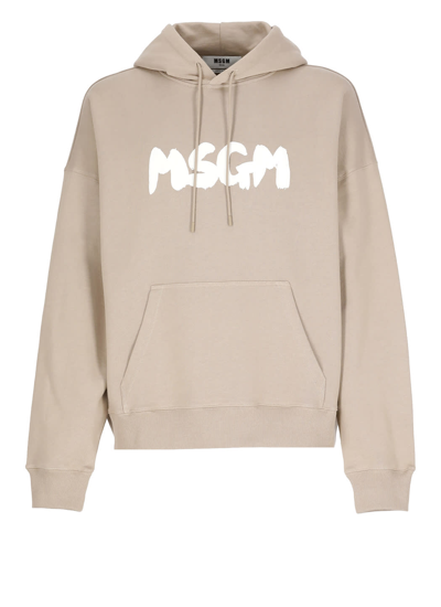 Msgm Hoodie With Logo In Grey