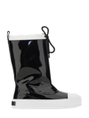 Moschino Glossy High-shaft Boots With Contrasting Sole In Nero