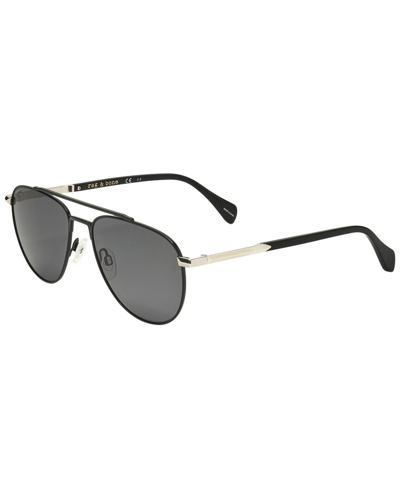Rag & Bone Unisex Rnb1044 55mm Polarized Sunglasses In Black