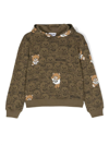 MOSCHINO KHAKI GREEN HOODIE WITH ALL-OVER TEDDY