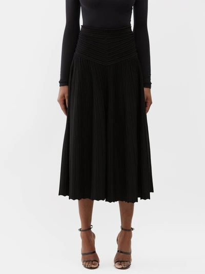 Alaïa Sculpt-stretch Midi Skirt In Black