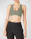 Beyond Yoga Spacedye Lift Your Spirits Active Bra In Grey Sage Heather