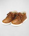 L'AMOUR SHOES BOY'S EVAN LEATHER MID-TOP SNEAKERS, BABY/TODDLER/KID