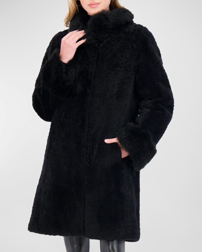 Gorski Sheared Cashmere Goat Jacket With Cashmere Goat Collar And Cuffs In Black