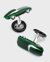 Jan Leslie Men's Vintage Sports Car Sterling Silver & Enamel Cufflinks In Green