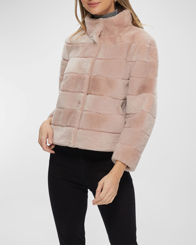 Gorski Horizontal Lamb Shearling Bracelet-sleeve Jacket In Blush