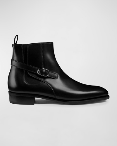 John Lobb Men's Masons Buckle-strap Leather Chelsea Boots In Black