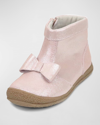 L'amour Shoes Kids' Girl's Hilary Bow Patent Booties, Baby/toddlers In Blush Pink Shimme