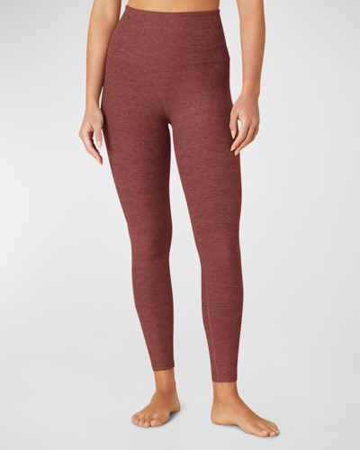 Beyond Yoga Caught In The Midi High-waist Space-dye Leggings In Grape Rose Heather