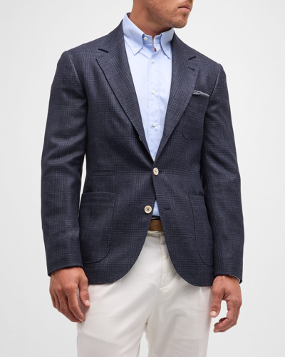 Brunello Cucinelli Men's Plaid Two-button Sport Coat In Denim