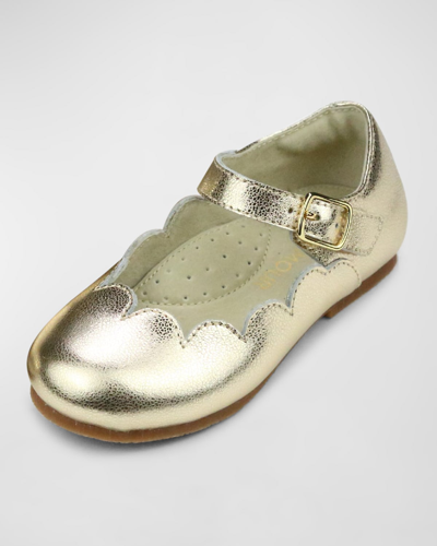 L'amour Shoes Kids' Girl's Sonia Scalloped Flats, Baby/toddlers In Gold