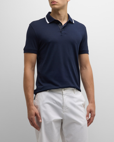 Orlebar Brown Knitted Polo Shirt In Blue