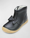 L'amour Shoes Kids' Girl's Hilary Bow Patent Booties, Baby/toddlers In Black