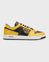 PRADA MEN'S DOWNTOWN LOGO LEATHER LOW-TOP SNEAKERS