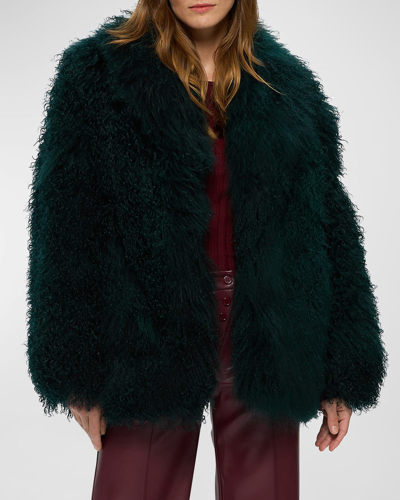 Gorski Long-hair Mongolian Goat Fur Jacket In Forest Green