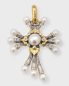 KONSTANTINO STERLING SILVER AND 18K GOLD PEARL CROSS PENDANT