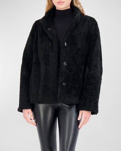 Gorski Cashmere Goat Shearling Jacket In Black