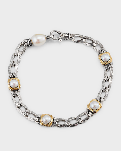 Konstantino Sterling Silver And 18k Gold Pearl Bracelet In Metallic