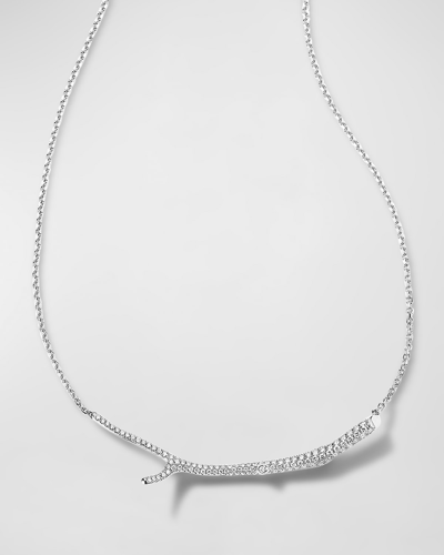 Mimi So 18k White Gold Long Diamond Twig Necklace In Metallic
