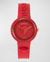 VERSACE 39MM MEDUSA POP WATCH WITH SILICONE STRAP AND MATCHING CASE, RED
