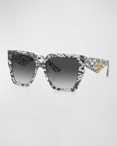 Dolce & Gabbana Dg Oversized Acetate Cat-eye Sunglasses In Black Lace