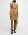 Fleurette Monroe Cashmere Belted Wrap Coat In Camel