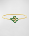 Tory Burch Kira Clover Enamel Hinge Bracelet In Tory Gold / Green