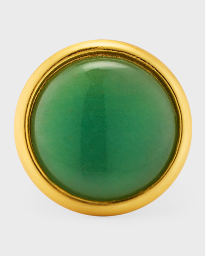 Nest Jewelry Brushed Gold-plated Jade Aventurine Adjustable Ring In Adventurine