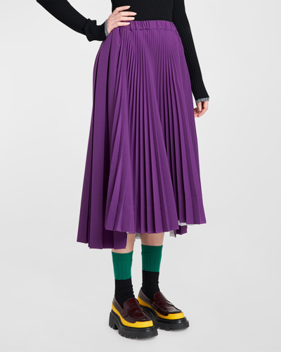 Plan C Asymmetric Pleated Midi Skirt In Aubergine
