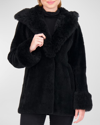 Gorski Cashmere Goat Shearling Parka Jacket With Cashmere Goat Hood Trim And Cuffs In Black