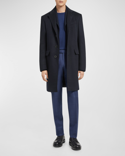 Zegna Men's Oasi Cashmere Overcoat In Navy Solid