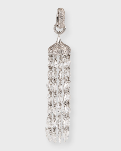 64 Facets 18k White Gold Diamond Tassel Pendant In Metallic