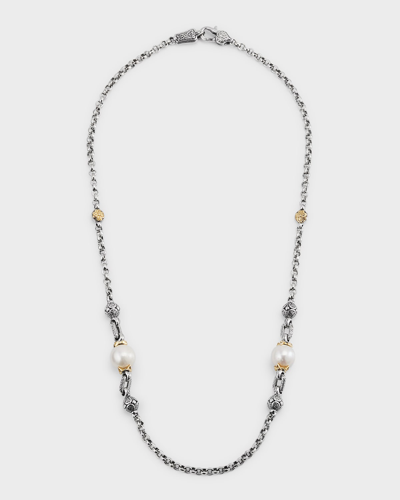 Konstantino Sterling Silver And 18k Gold Pearl Necklace In Two Tone