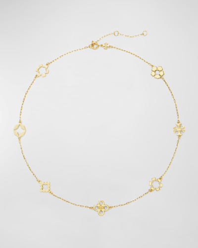 Tory Burch Kira Clover Necklace In Tory Gold