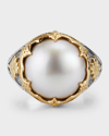 KONSTANTINO STERLING SILVER AND 18K GOLD PEARL RING
