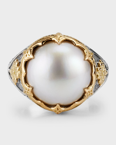 Konstantino Sterling Silver And 18k Gold Pearl Ring In Two Tone