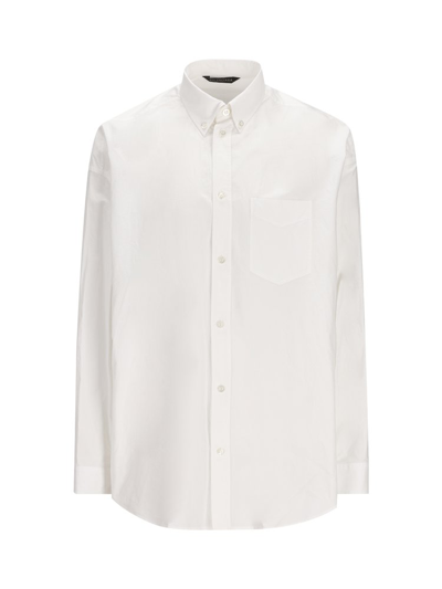 Balenciaga Logo Printed Oversized Shirt In White