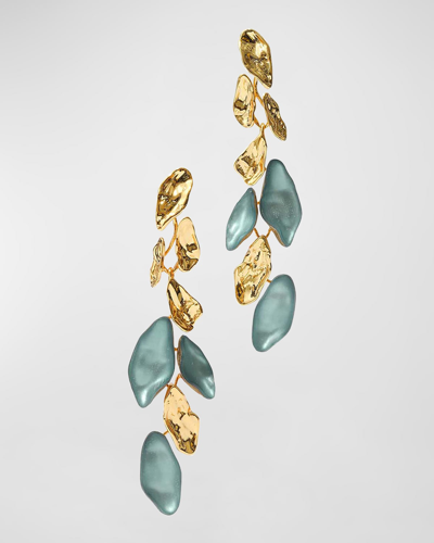 Alexis Bittar Mosaic Lucite Cascade Post Earrings In Teal Blue