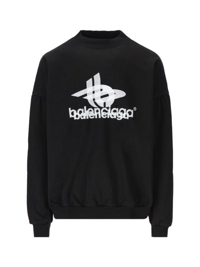 Balenciaga Layered Sports Round Oversized Sweatshirt In Black
