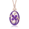 ROSS-SIMONS AMETHYST AND . WHITE ZIRCON FLOWER LOCKET PENDANT NECKLACE WITH MULTICOLORED ENAMEL IN 18KT ROSE GOL