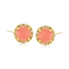 Ross-simons Coral And Diamond-accented Stud Earrings In 14kt Yellow Gold In Pink