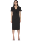 Alexia Admor Ruffle Collar Puff Sleeve Polka Dot Midi Dress In Black